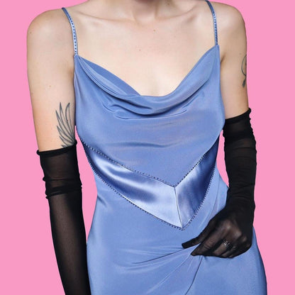 Cornflower blue slip evening dress UK 12