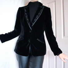 Load image into Gallery viewer, Laura Ashley velvet beaded blazer jacket UK M
