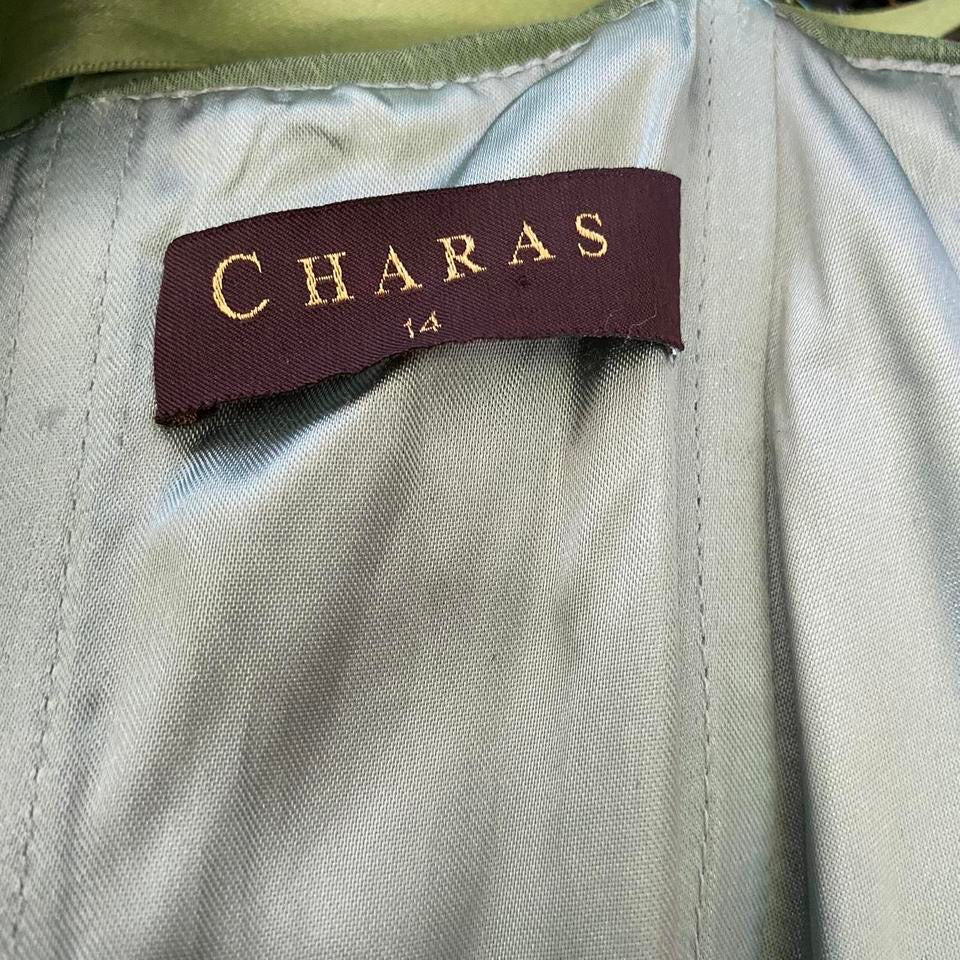 Green Charas Strapless Lace Up Midi Dress UK 10