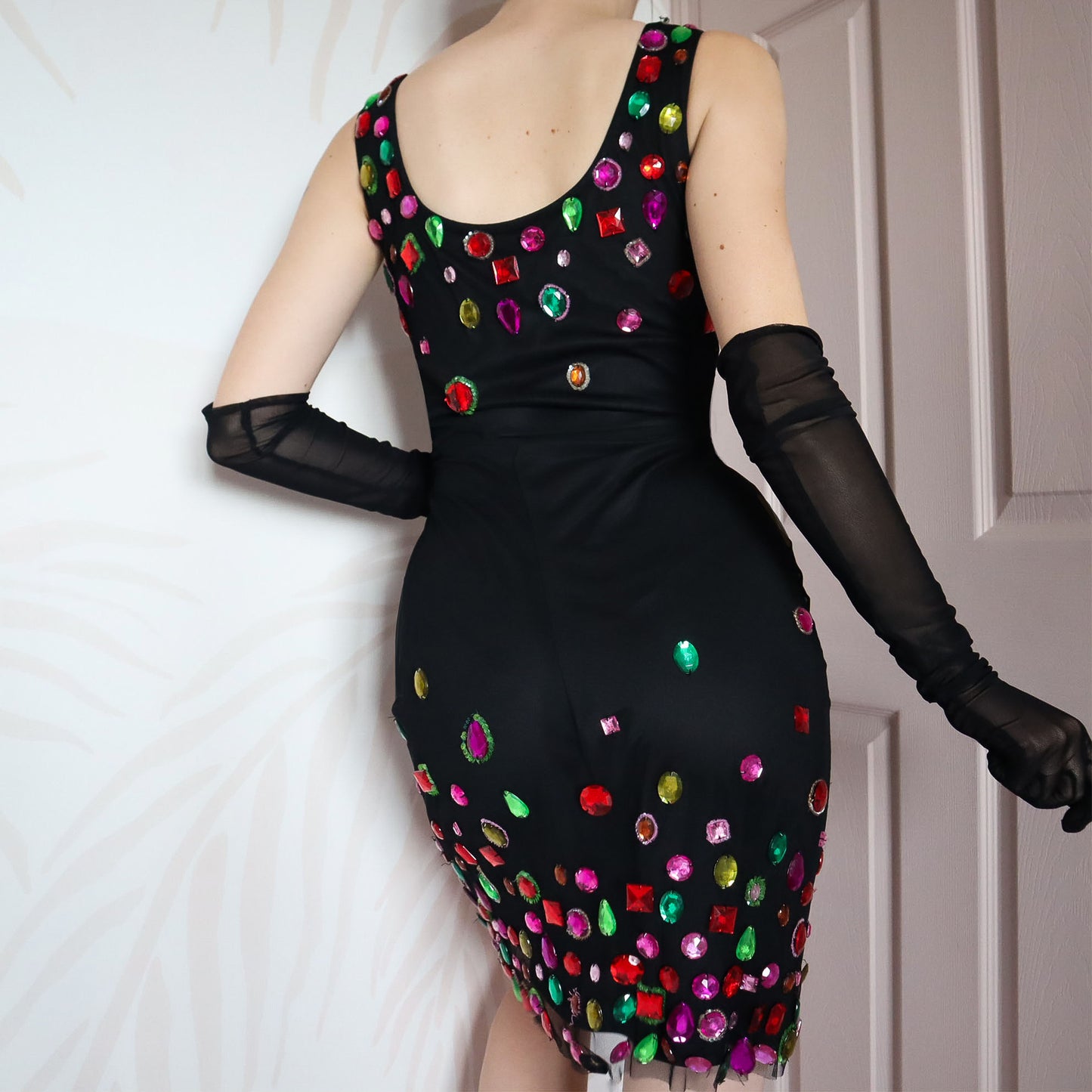 Black After Six stretch gem evening dress UK 14