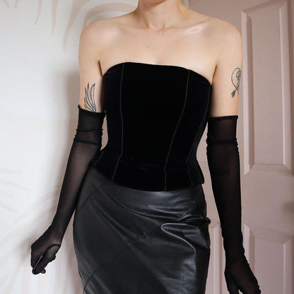 Black Velvet Monsoon Lace Back Corset UK 10