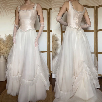 Silk blush pink Helen Marina wedding dress uk 10-12