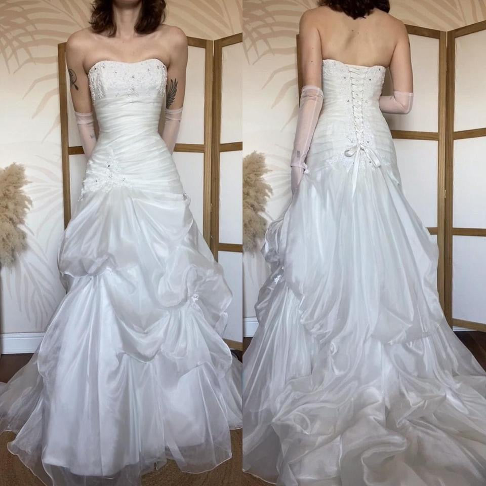 Maggie Sottero organza strapless a-line wedding dress uk 14