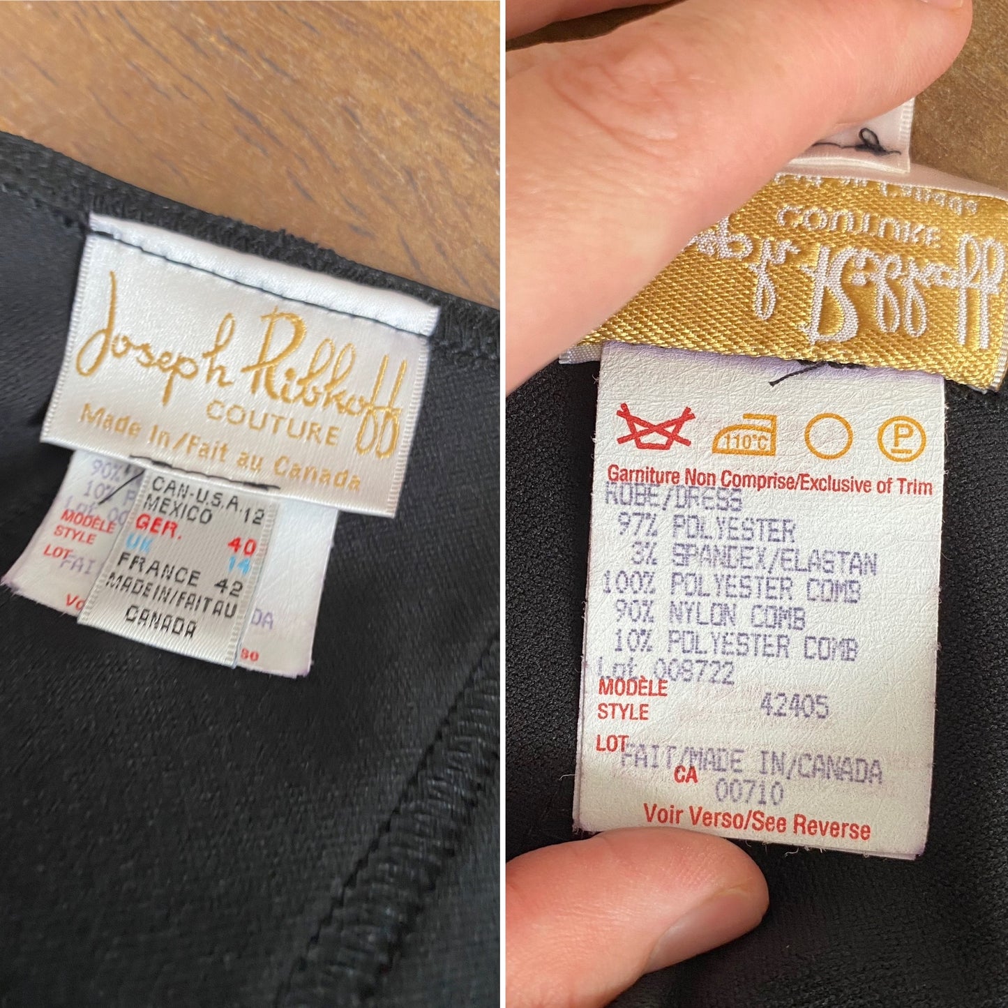 Joseph Ribkoff black stretch sheer detail evening dress uk 16