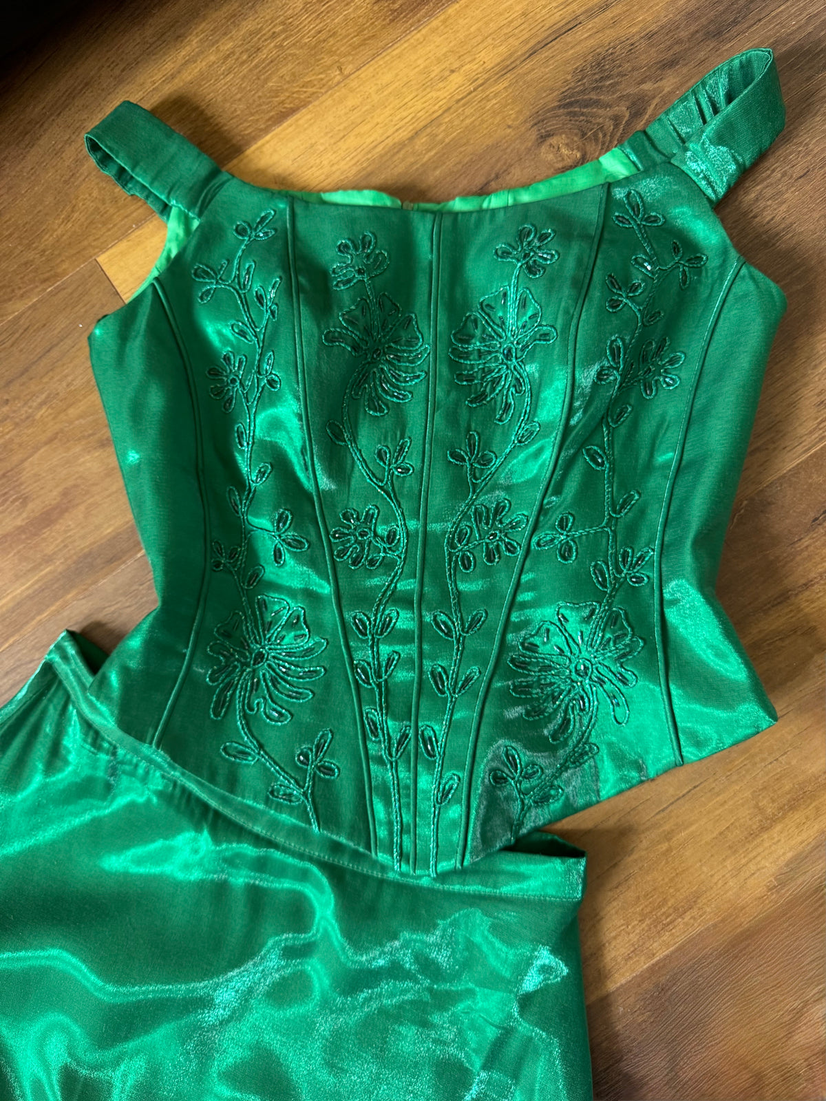 Forest green shimmery 3-piece prom set uk 12