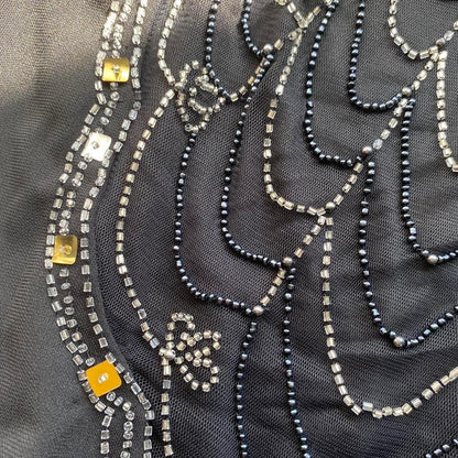 Black Dave & Johnny 90s beaded back evening dress size UK 16 & UK 18