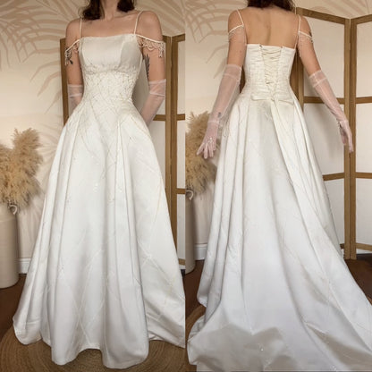 Maggie Sottero Couture ivory a-line beaded wedding dress uk 8