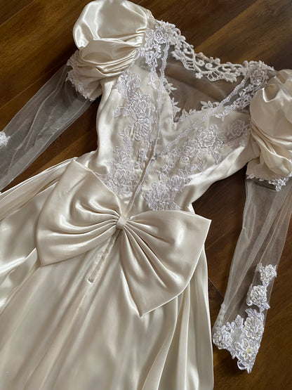 Gianni Balenti ivory satin 80s wedding dress uk 10