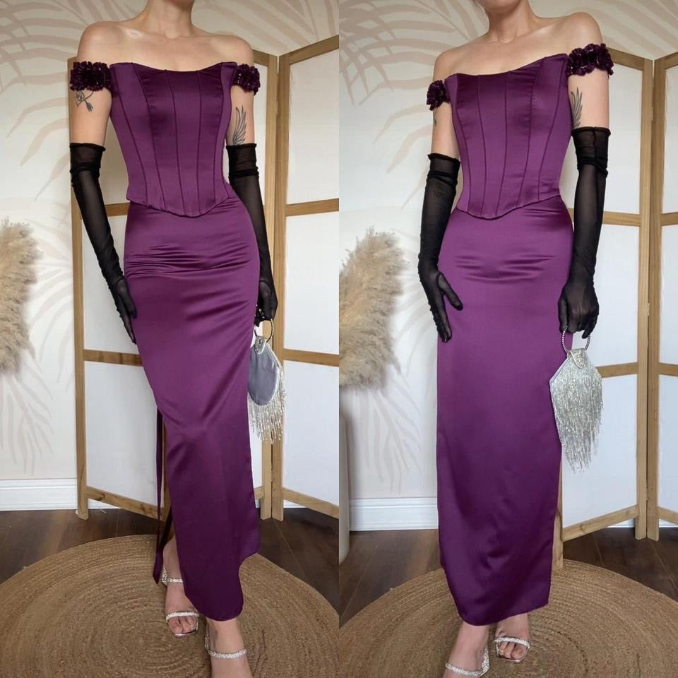 Pronuptia purple 2 piece corset & skirt uk 4-6