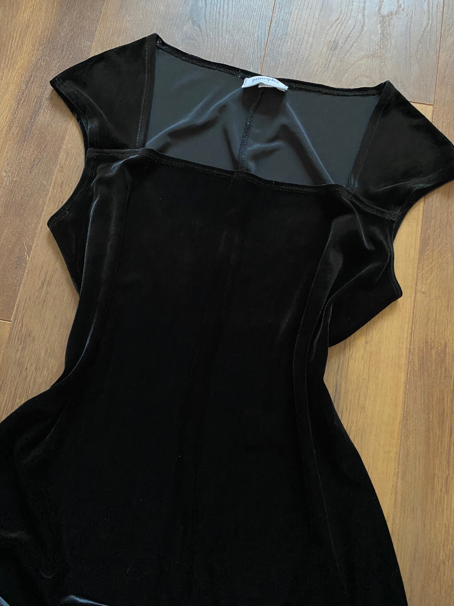 Principles black velvet stretch 90s evening dress UK 12-14