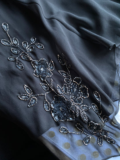Black beaded midi dress UK 12
