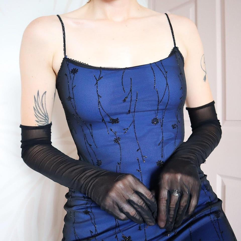 West One blue glitter stretch bodycon dress UK 10