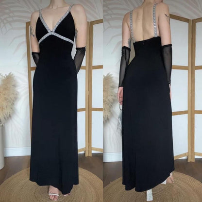 Black stretch Dave & Johnny evening dress uk 12
