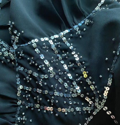 Black chiffon halter-neck midi dress UK 10