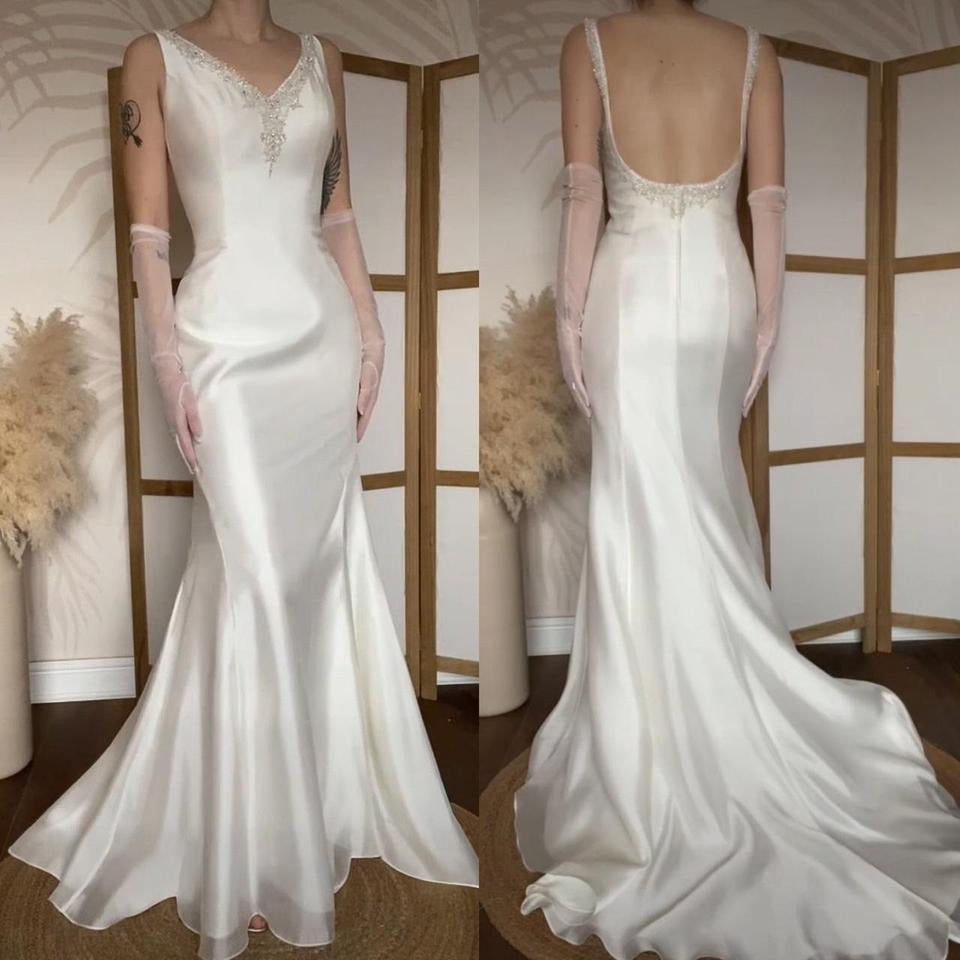 Hilary Morgan ivory open back wedding dress uk 10
