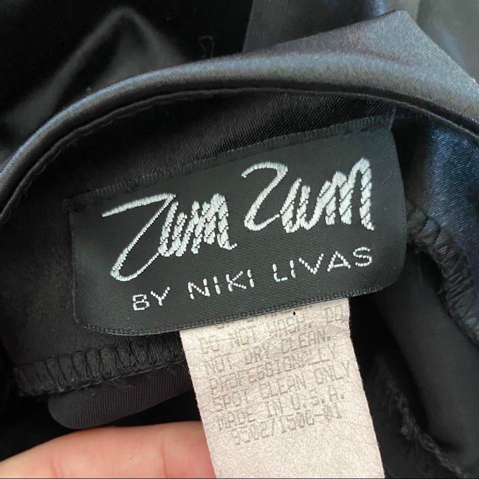 Vintage Zum Zum black satin halter-neck evening gown UK 14