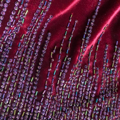 Frank Usher Vintage Red Velvet Beaded Bodycon Dress UK 12