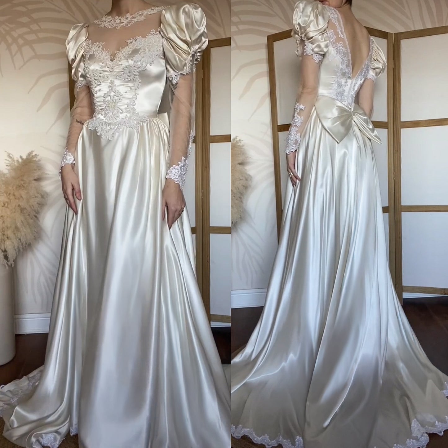 Gianni Balenti ivory satin 80s wedding dress uk 10
