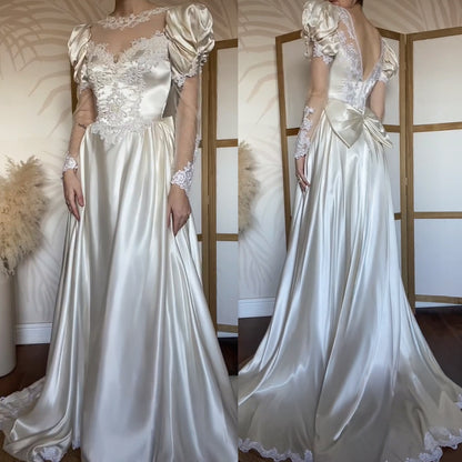 Gianni Balenti ivory satin 80s wedding dress uk 10