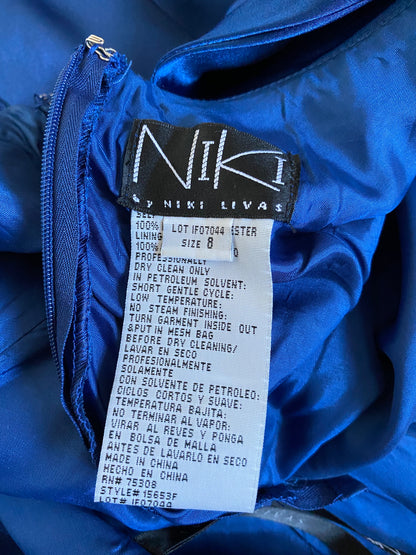 Blue satin evening dress UK 8-10