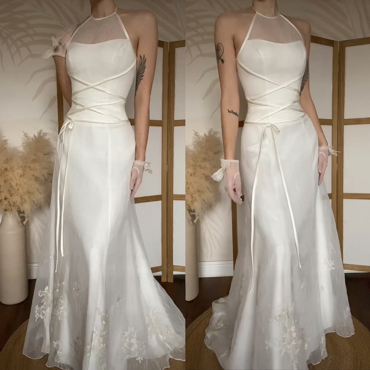 Pronuptia ivory halter neck wedding dress uk 8