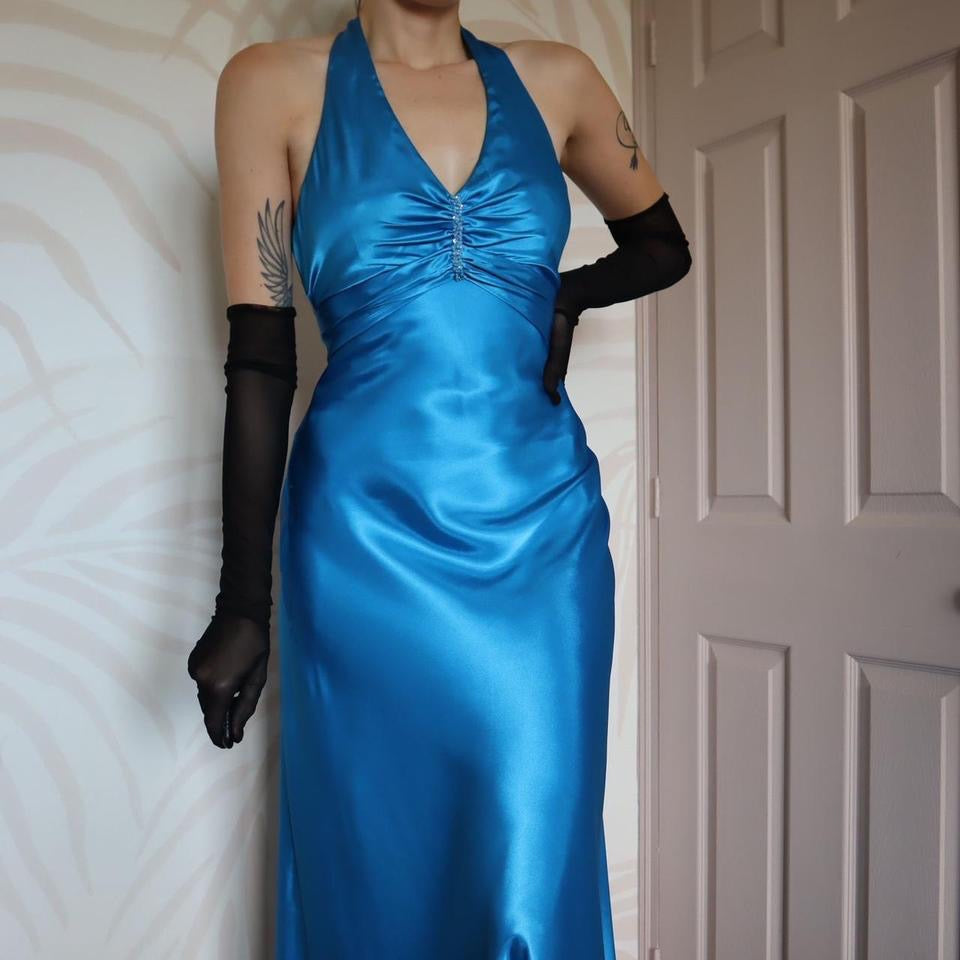 Zum Zum sapphire open back evening prom dress UK 12