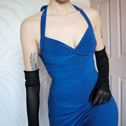 Blue stretch evening gown UK 10