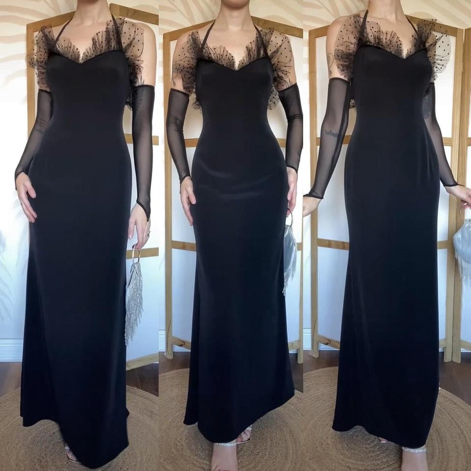 Chic Simon Ellis black halter neck dress uk 12