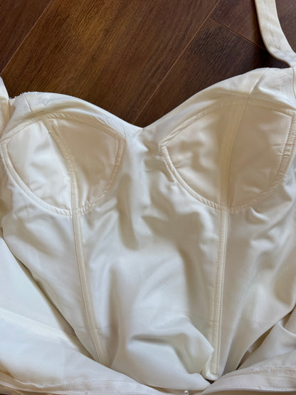 Cream halter-neck wedding dress & shawl uk 14