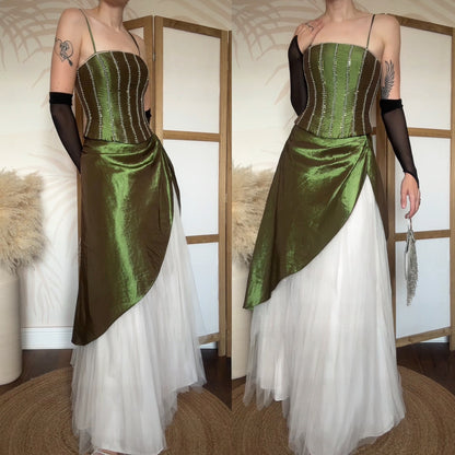 Green taffeta prom fairy 2-piece uk 8