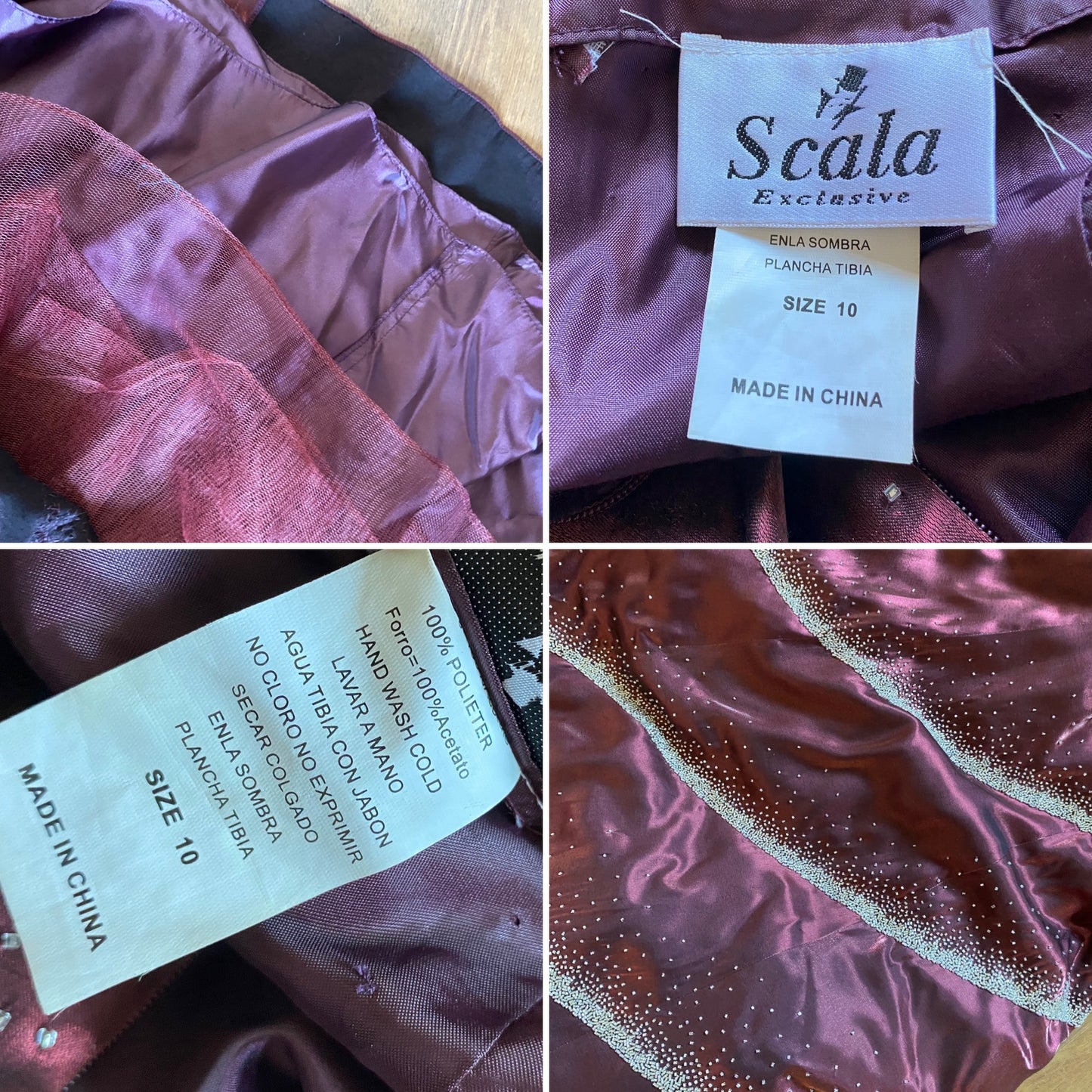 Scala red a-line beaded prom dress & shawl UK 10