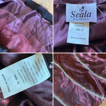 Scala red a-line beaded prom dress & shawl UK 10