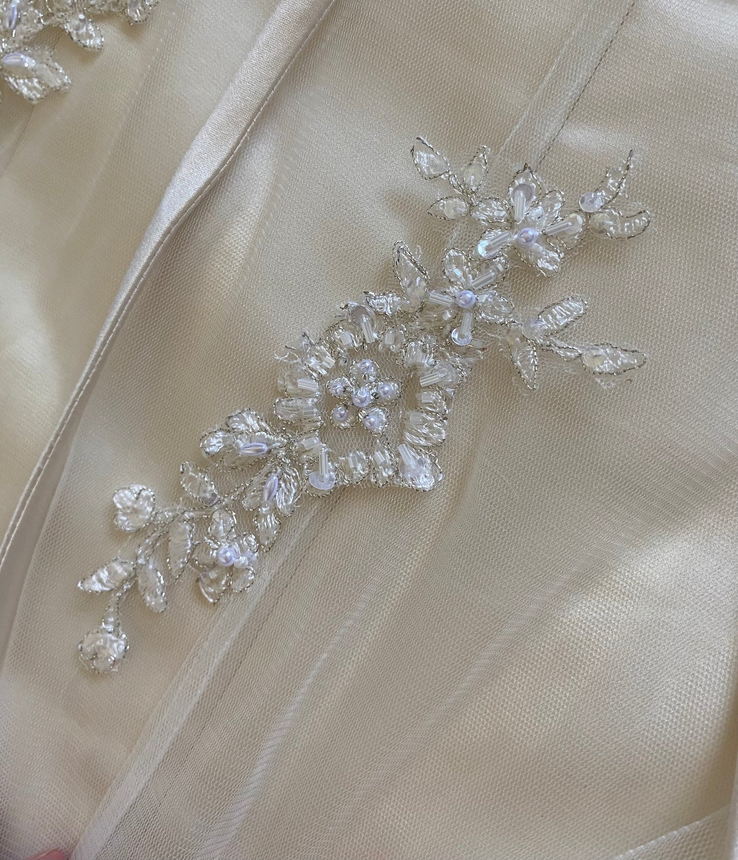 Ivory lace strapless couture wedding dress uk 8-10
