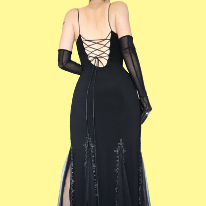 Black stretch cut out flare evening dress UK 10 & UK 12 available