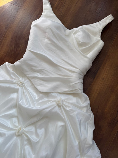 White draped a-line wedding dress uk 10-12