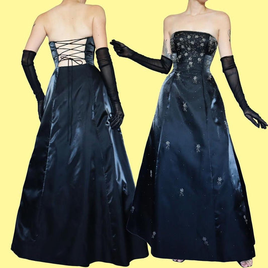 Black Morgan & Co strapless a-line gown UK 10