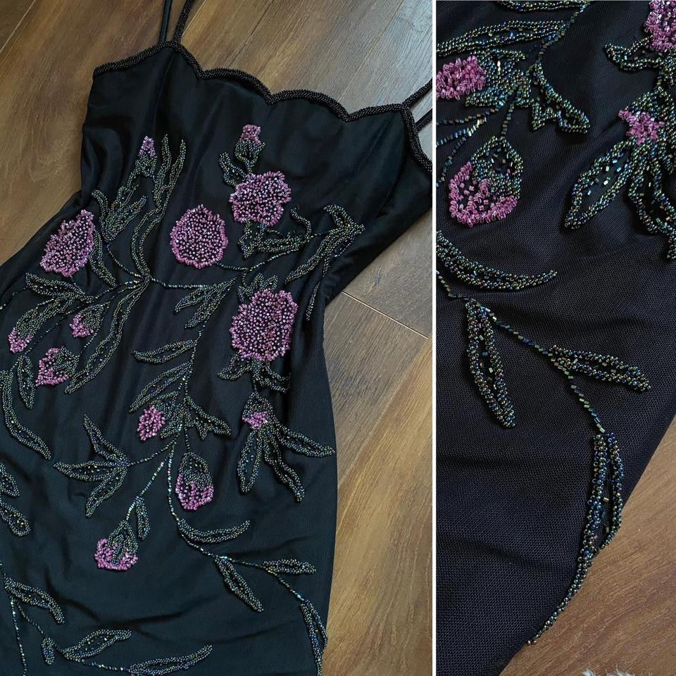 Black After six beaded stretch evening dress uk 12