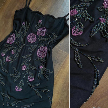 Black After six beaded stretch evening dress uk 12