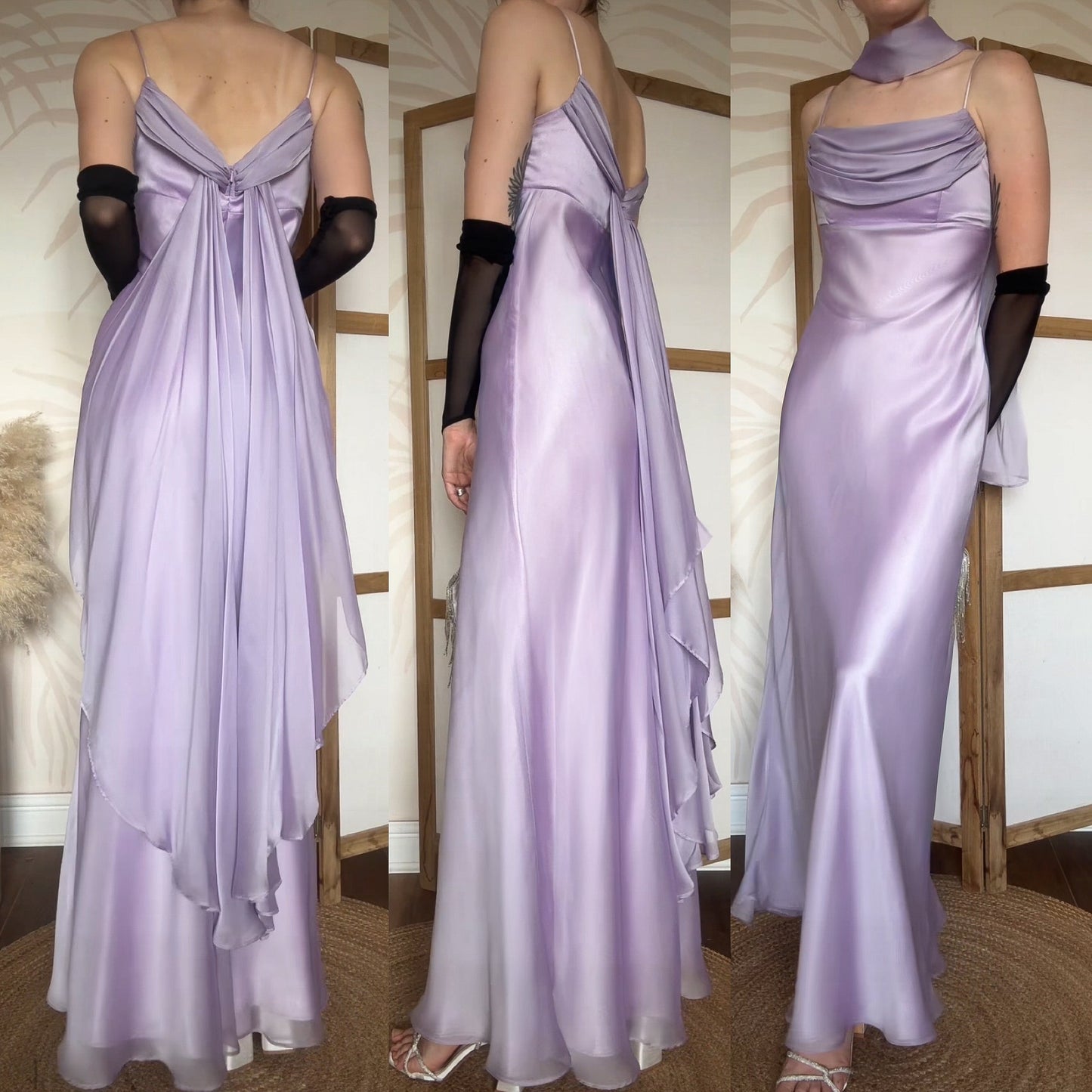 Lilac Tiffanys chiffon prom dress & shawl uk 10-12