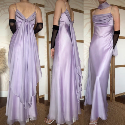 Lilac Tiffanys chiffon prom dress & shawl uk 10-12