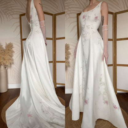 Dante ivory floral a-line wedding dress uk 14