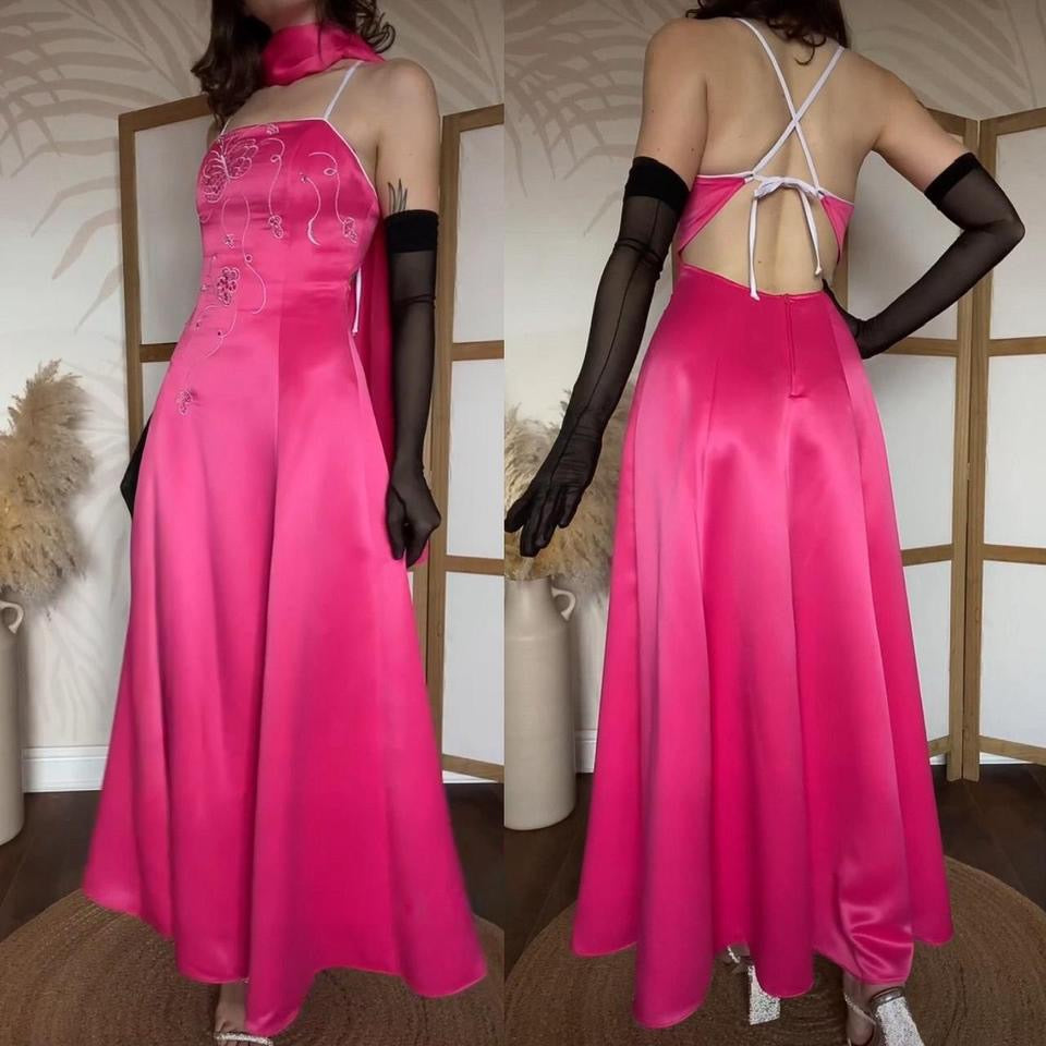 Dynasty fuchsia prom dress & shawl uk 10