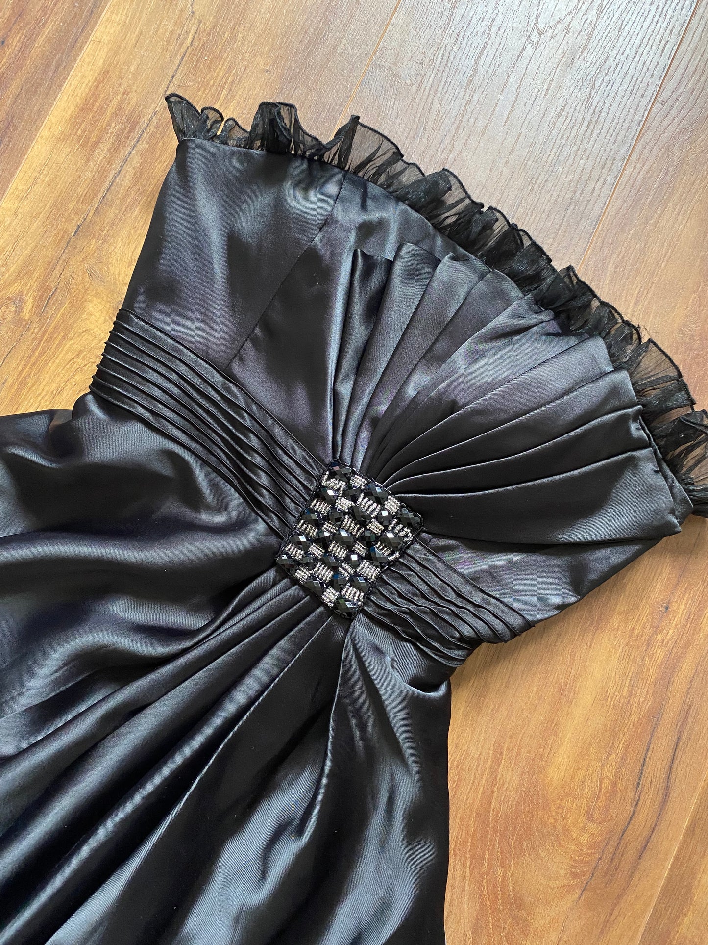 Sousourada black strapless evening dress uk 10