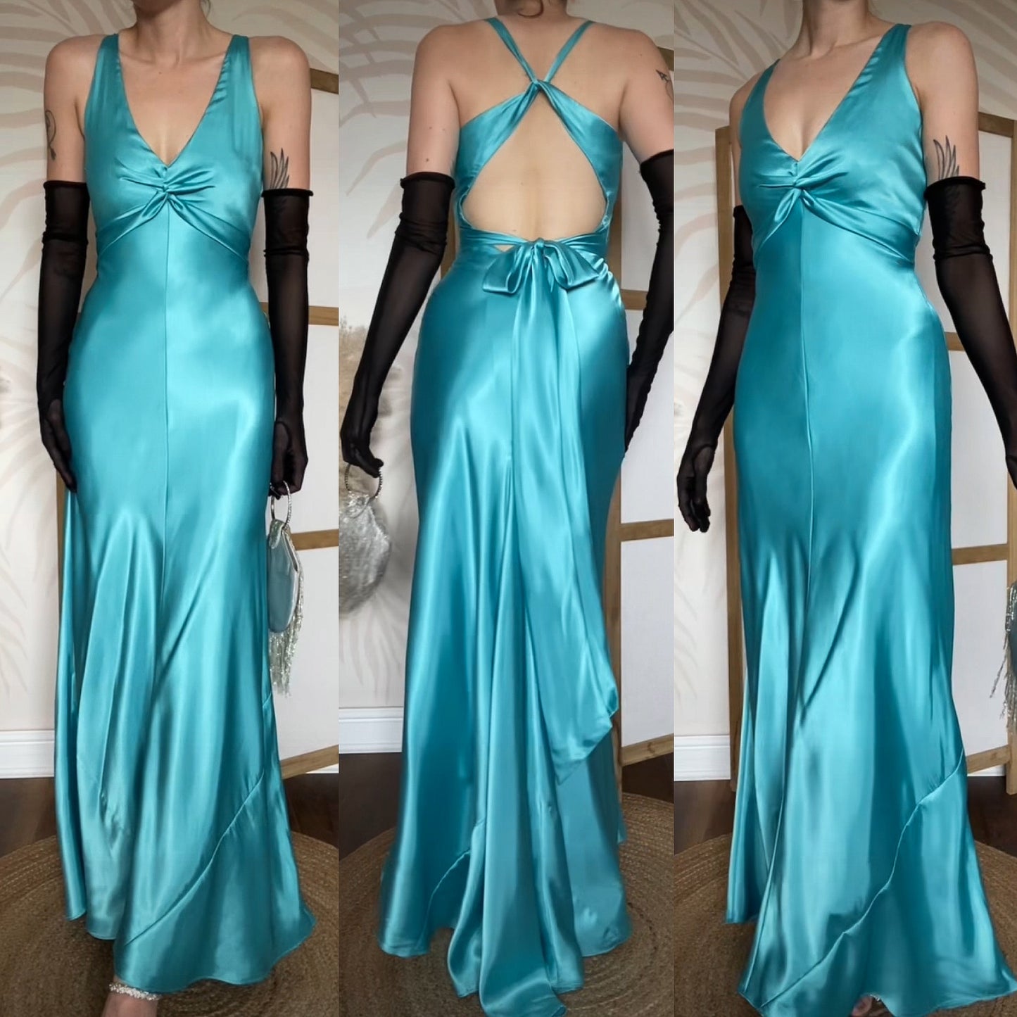 Nightway sapphire satin evening dress uk 8