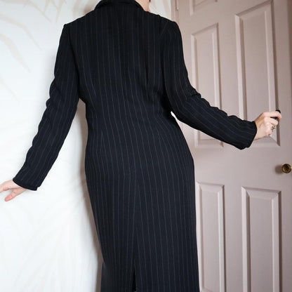 Black vintage Mark Angelo pinstripe long jacket UK 12