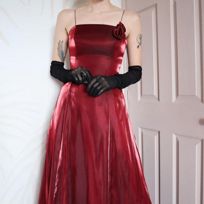 Shimmery red a-line evening dress UK 8 & UK 10