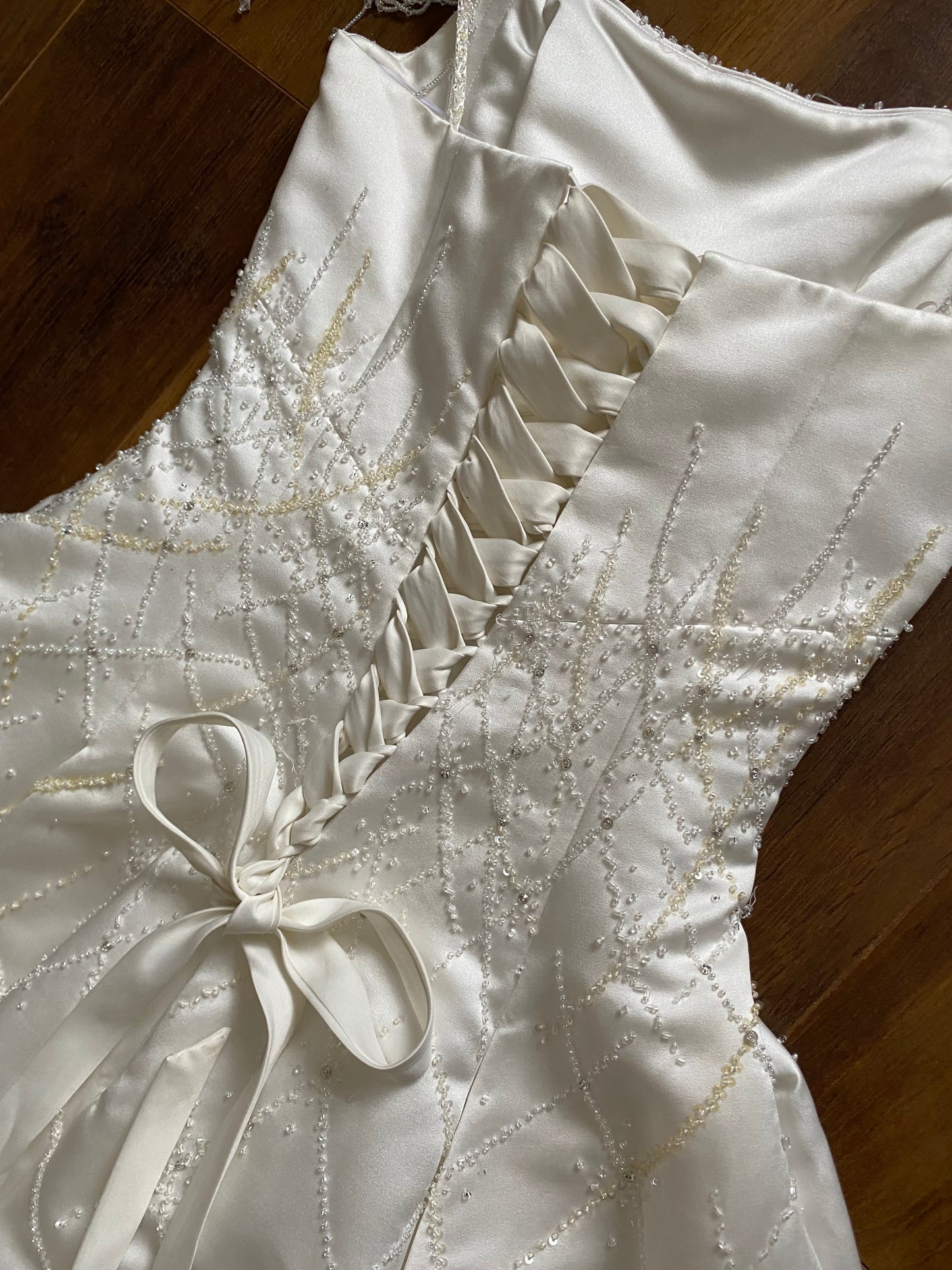 Maggie Sottero Couture ivory a-line beaded wedding dress uk 8