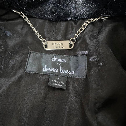 Black faux fur warm coat UK L