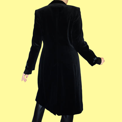 Black velvet long line jacket UK 10