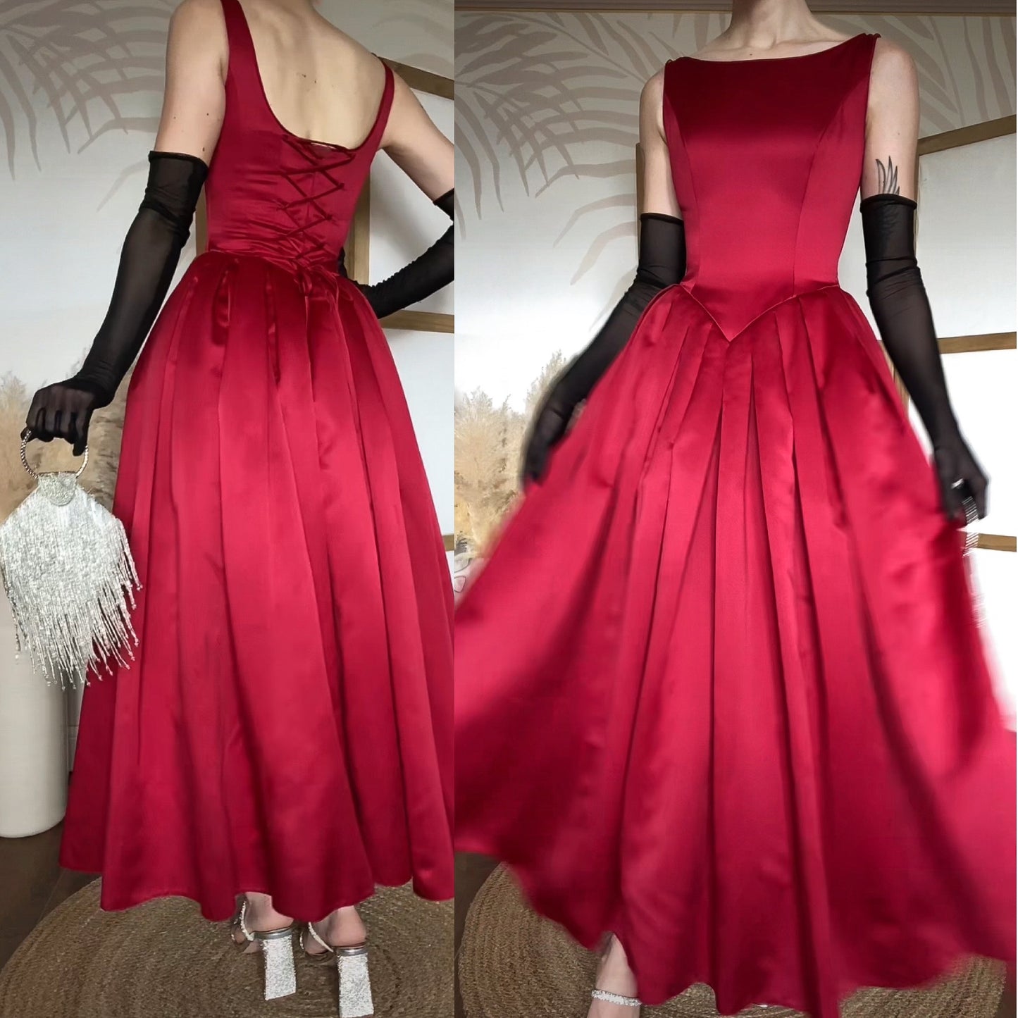 Berkertex red fit & flare evening dress uk 8
